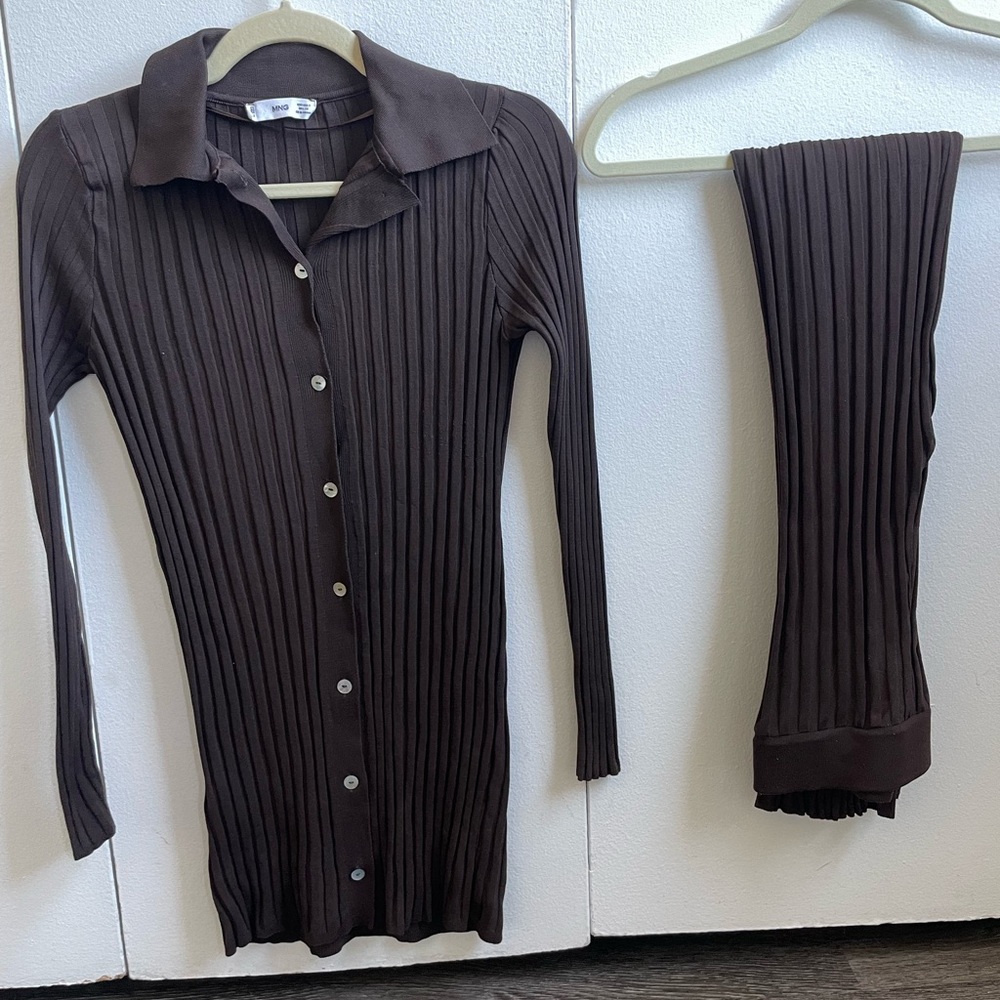 Mango ribbed top and pant set
